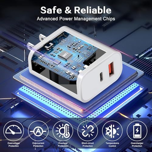 Fast Charger for iPhone,Dual Port A/C Apple iPhone Charger Fast Charging Block,2Pack Quick Double A/C iPhones Wall Chargers Adapter,6FT USB C to Lightning Cable for iPhone14 ProMax/13/12/11/XS/XR/iPad - size: 6FT