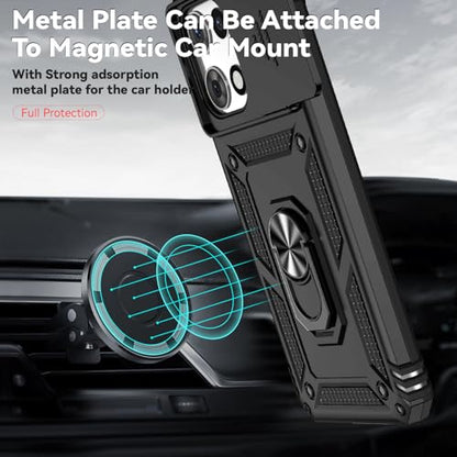 for Motorola Moto G 2025 / Moto G 2026 / Moto G Play 2026 Case, with Slide Camera Cover Screen Protector Ring Holder Kickstand Military Grade Protection 15ft Drop Tested Protective Phone Case (Black) - color: Black with camera cover Military-Grade 2nd gen