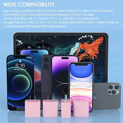 iGENJUN 20W USB C Charger Wall Charger, 4-Pack, Baby Pink - color: Baby Pink