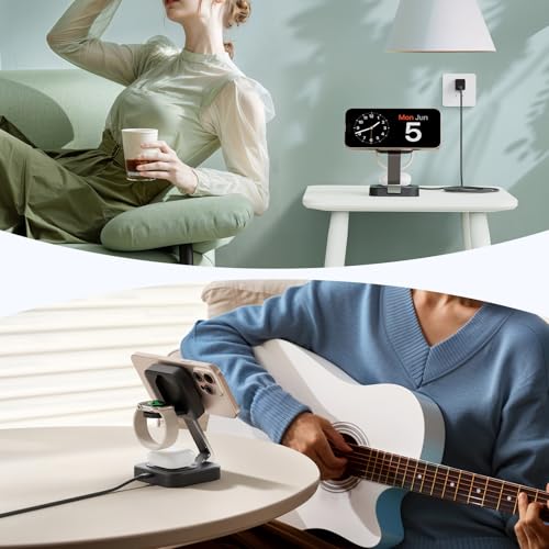 2026 Traveling Wireless Mag-Safe Fast Magnetic 3 in 1Charging Station - color: Black