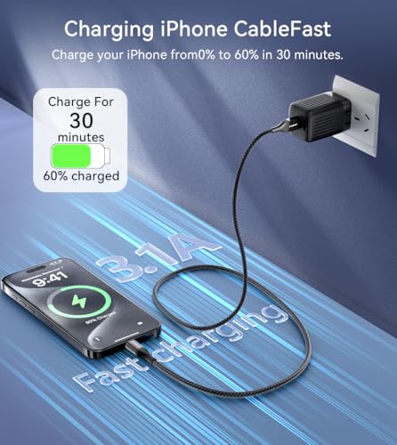 USB C to Lightning Cable, 2Pack 4Ft Woven 3A Fast Charge for iPhone&CarPlay