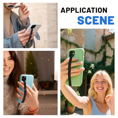 6Pcs Silicone Elastic Phone Holder Strap Anti-Slip Universal Phone Grip Finger Loop for Case Flexible No Adhesives Discreet Grip