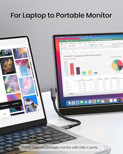 Silkland USB C Monitor Cable Right Angle 3.3FT, 8K@30Hz 5K/4K@60Hz Display - size: 3.3 Feet