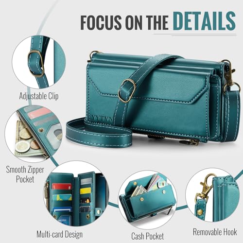 for Samsung Galaxy S25 Ultra Wallet Case with Card Holder, Green | RFID Blocking Slots, Crossbody Lanyard, Wrist Strap, Zipper Pocket Purse Handbag, Magnetic Closure - color: Green, size: Galxay S25 Ultra