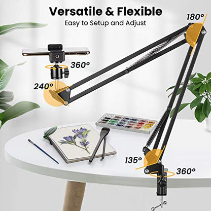 TARION Overhead Phone Stand Articulating Boom Stand Lazy Arm Black
