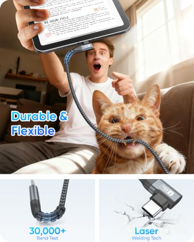 SUNGUY Right Angle USB C to USB C Cable 3FT 2Pack 60W Fast Charging - size: 3FT