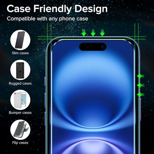 ivoler Screen Protector for iPhone 16/15 6.1" Tempered Glass 2-Pack - size: iPhone 16 6.1"