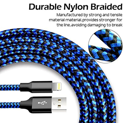 cugunu USB to Lightning Cable, 5 Pack Fast iPhone Charger Cord (Black Blue) - color: Black Blue, style: USB-A to L