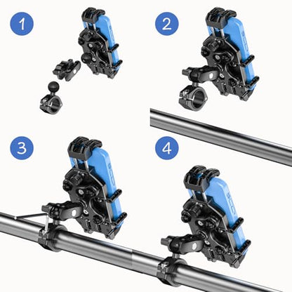 LOKTENWO Adjustable Motorcycle Phone Mount with Triple Vibration Dampener
