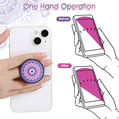 Honoson 9 Pcs Cell Phone Grip Holder Collapsible Holder, Mandala - color: Mandala Pattern