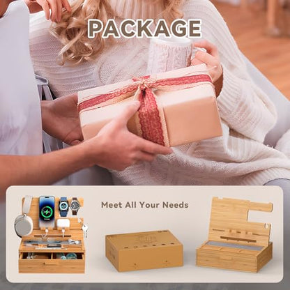 Pezin&Hulin Docking Station with Drawer, Nightstand Organizer (Nature) - color: nature