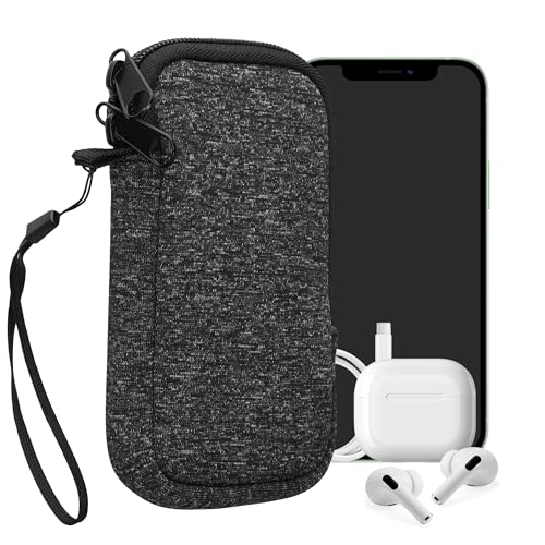 kwmobile Universal Phone Pouch Size XS - 3,5/4" - Neoprene Smartphone Pouch with Zip - Water-Repellent Mobile Phone Case - Sleeve in Anthracite/White - color: anthracite / white, size: XS - 3.5/4"