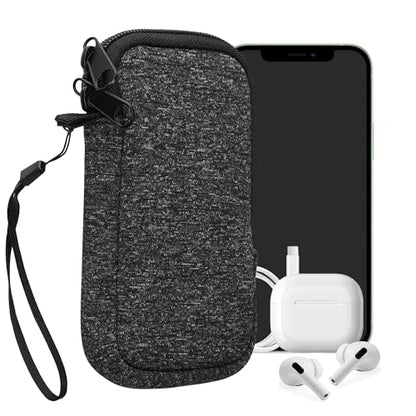 kwmobile Universal Phone Pouch Size XS - 3,5/4" - Neoprene Smartphone Pouch with Zip - Water-Repellent Mobile Phone Case - Sleeve in Anthracite/White - color: anthracite / white, size: XS - 3.5/4"