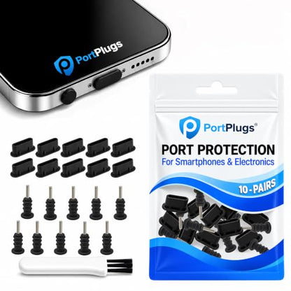 USB C and 3.5mm Dust Plugs 10 Pairs with Cleaning Brush, Black - color: Black, 10 Pairs, size: 10 Pairs
