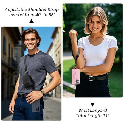 Clip and Go Strap for Phone with Wallet Crossbody, Adjustable Phone Lanyard with Cell Phone Wrist Strap & Tether Tab - color: Black
