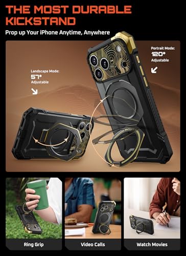SUPCASE for iPhone 17 Pro Max Case with Built-in Kickstand, K2Night | Camera Control Cover, Compatible with MagSafe, Anti-Slip Grip, Military-Grade Protection, Rugged Magnetic Phone Case, UB Grip - color: K2Night, size: iPhone 17 Pro Max