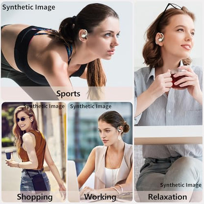 Wireless Open Sports Ear Earbuds 40H Playtime Waterproof For Gym,Running - color: Champagne