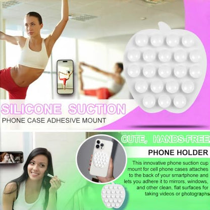 CIEO SuctionPhone Grip, Strong Silicone Suction,Strawberry Sticky Grip,Suitable for Selfies and Videos on Mirrors, Bathrooms and Smooth Surfaces, Compatible with iPhone (White) - color: White