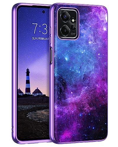 GUAGUA Compatible with Motorola Moto G Power 5G Case 2023 6.5 Inch Glow in The Dark, Noctilucent Luminous Space Nebula Slim Fit Cover Protective Anti Scratch Cases for Moto G Power 2023, Blue Nebula