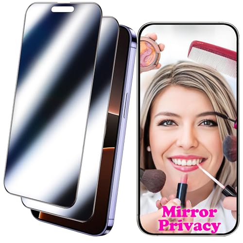 2 Pack Mirror Privacy Screen Protector iPhone for 16 Pro Max - color: Silver iPhone 16 pro max