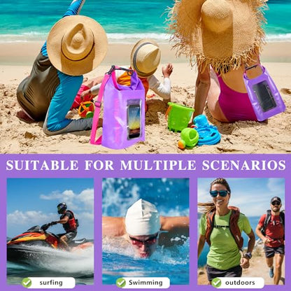 IP68 Waterproof Dry Bag, 5L Roll Top Waterproof Pool Bag | Large Waterproof Phone Pouch,for Boating & Kayaking Camping (Purple 5L) - color: purple 5L
