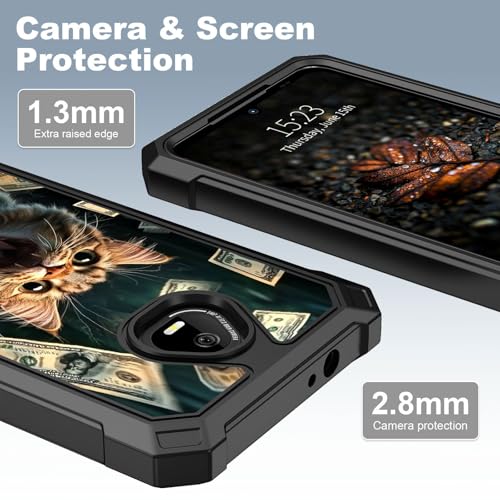 for Schok Volt Sv67q Sv67332 Case with Screen Protector, Military Grade Drop Protection, Dual Layer Hybrid Shockproof Protection TPU Phone Case for Schok Volt Sv67q, Excited Cat - color: Excited Cat