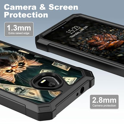 for Schok Volt Sv67q Sv67332 Case with Screen Protector, Military Grade Drop Protection, Dual Layer Hybrid Shockproof Protection TPU Phone Case for Schok Volt Sv67q, Excited Cat - color: Excited Cat