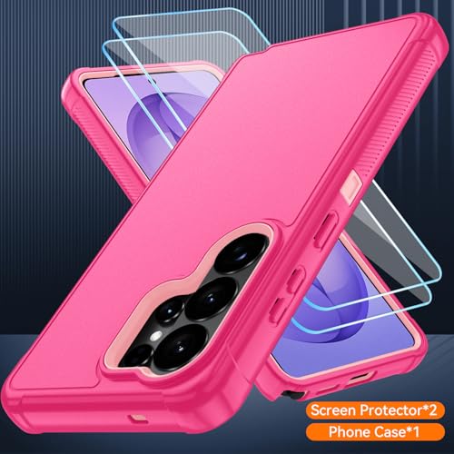Compatible with Samsung Galaxy S26 Ultra Case with HD Screen Protector, 3-Layer Shockproof Military Grade Full Body Protection, Heavy Duty Hybrid Protective Phone Cover (Pink/Rose Gold) - color: Pink/Rose Gold