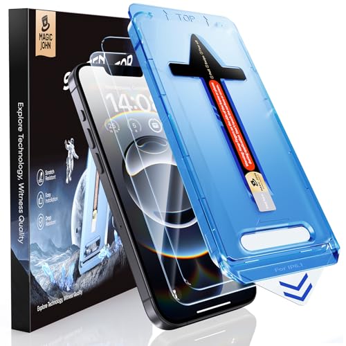 MAGIC JOHN 2 Pack for iPhone 16e Glass Screen Protector Easy Installation | 6.1 inch, Auto Dust-Elimination, Bubble Free, HD Clear，9H tempered glass, Case Friendly, Anti-Shockproof - size: iPhone 16e 6.1inch