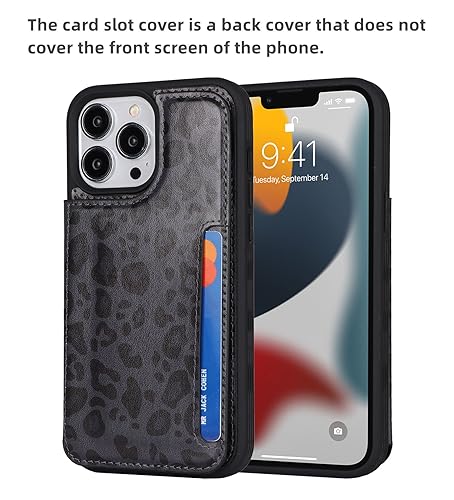 iCoverCase Compatible with iPhone 13 Pro Case with Card Holder, Wallet Phone Case for Women Men RFID Blocking PU Leather Protective Case 6.1 Inch (Black Leopard) - color: Black Leopard