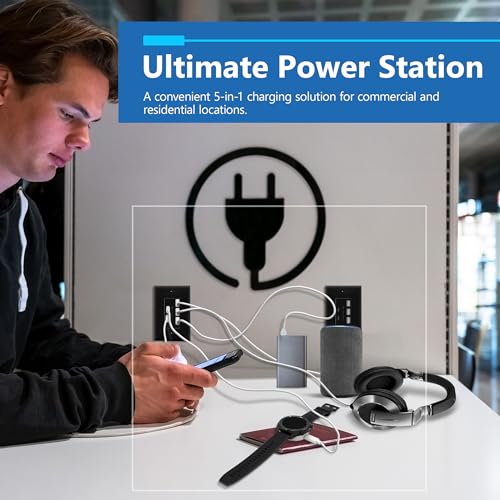 LIDER 6.0A 30W USB A&C in-Wall Charger, Wall Plate Included, Matte Black - color: Black, size: USB 3A2C Ports