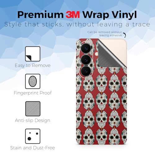 Glossy Glitter Phone Skin Compatible with Samsung Galaxy S26 - Sugar Skull - Premium 3M Vinyl Protective Wrap Decal Cover - Easy to Apply | Crafted in the USA by MightySkins - color: Sugar Skull, size: Galaxy S26 (Back Wrap), style: Glossy Glitter Finish