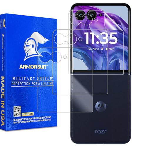 ArmorSuit 3 Pack Front Screen Protector for Motorola Razr Ultra (2025) / Razr+ Plus (2025/2024) Case Friendly MilitaryShield HD Clear Film - Made in USA - size: Razr+(2024)