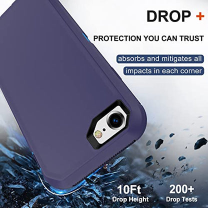 for iPhone SE 2020 Case, iPhone 8 Case, iPhone 7 Case with Belt Clip Holster, 2X Screen Protector, Heavy Duty Military Grade Rugged Shockproof Protective Cover for iPhone 7/8/SE 2nd (Blue) - color: Blue