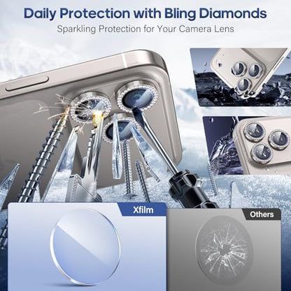 iPhone 17 Pro/17 Pro Max Camera Lens Protector Bling Diamond, Gray - color: Gray, size: 17 Pro/Max