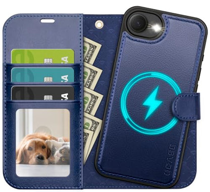 OCASE for iPhone 17e Case/iPhone 16e Detachable Wallet Case with Card Holder, 2 in 1 Pu Leather Flip Folio with RFID Blocking Stand Wrist Strap Shockproof Phone Cover 6.1 Inch 2025, Blue - color: Blue, size: iPhone 16e/ iPhone 17e