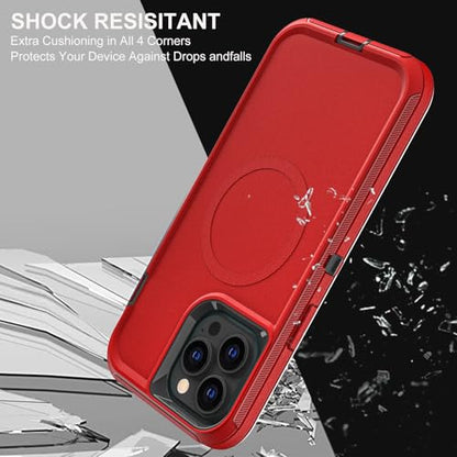 YKHJKLEC for iPhone 15 Pro Case, Compatible with Magsafe, Military Grade 3 in 1 Heavy Duty Shockproof/Drop Proof/Dust Proof Case with 2Pcs Tempered Glass Screen Protector (New-Red/Black) - color: New-Red/Black