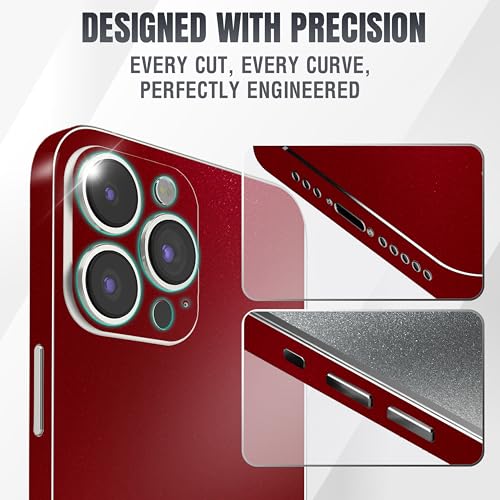 2Pcs Skin Wrap Compatible for iPhone 15 Pro – Slim Decal Vinyl Protective Film for Sides & Back – Sleek Fit, Premium Look – Compatible with All iPhone 15 Pro Cases - Glossy Cherry Red - color: Glossy Cherry Red