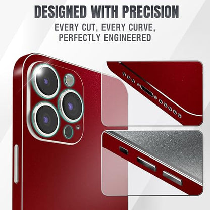 2Pcs Skin Wrap Compatible for iPhone 15 Pro – Slim Decal Vinyl Protective Film for Sides & Back – Sleek Fit, Premium Look – Compatible with All iPhone 15 Pro Cases - Glossy Cherry Red - color: Glossy Cherry Red