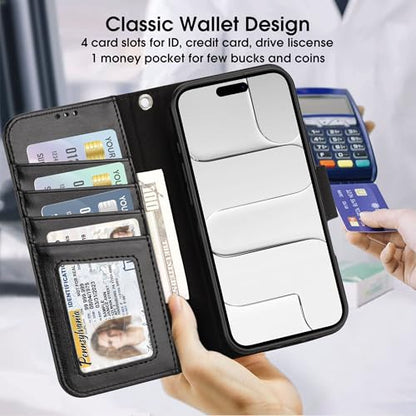 Arae Compatible with iPhone Air Case Wallet with Card Holder, Wristlet Strap Wallet Flip Cover for iPhone Air 6.5 inch Men/Women, RFID Blocking, Kickstand, Black - color: Black, size: iPhone Air 6.3 inch