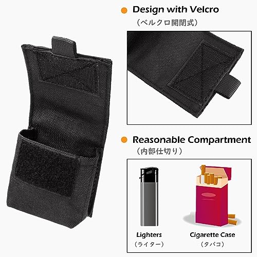 TRIWONDER Tactical Cigarette Pouch Molle Small Military Bag Battery Cigarette Case EDC Utility Card Holder Lighter Slot Mini Cigar Waist Pack - color: 01 Tan - 2 Pack
