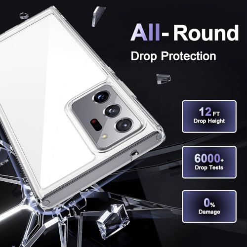 Case for Samsung Galaxy Note 20 Ultra, Military Grade Drop Protection Phone Case, Yellowing Resistant, Anti-Scratch Hard PC Back, Shockproof Hard Ultra-Thin Protective Cover, Clear - size: Samsung Galaxy Note 20 Ultra