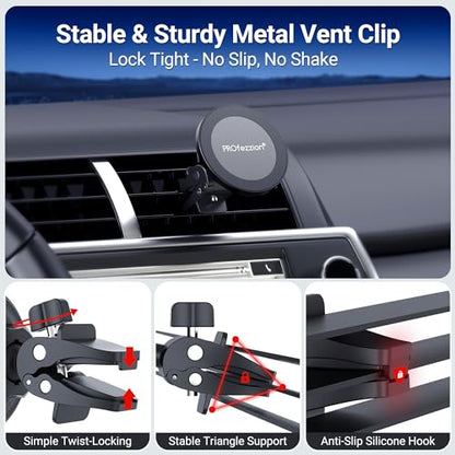 PROfezzion 2-Pack for MagSafe Mount Holder Fits Car Vent Dashboard & Office - style: Car Air Vent + Car Dash (1 + 1)
