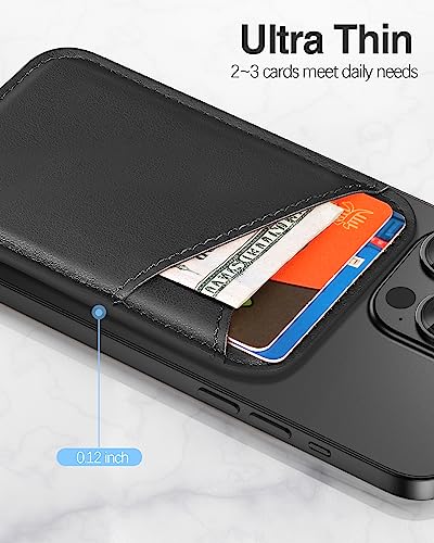 Miroddi for MagSafe Wallet, Ultra-Thin Magnetic Wallet with 2 Card Slots | RFID Blocking, No More Falling, Strongest Magnetic Card Holder for iPhone 17/16/15/14/13/12 Series & Pixel 10 Series, Black - color: Black