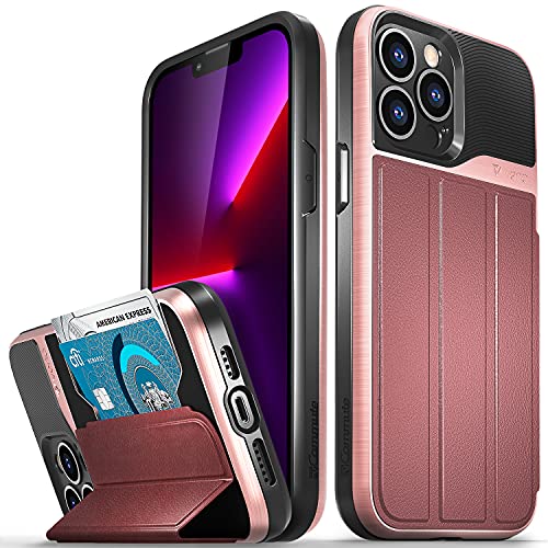 VENA Wallet Case Compatible with Apple iPhone 13 Pro Max (6.7"-inch), vCommute (Military Grade Drop Protection) Flip Leather Cover Card Slot Holder with Kickstand (Rose Gold) - color: Red, size: iPhone 13 Pro Max