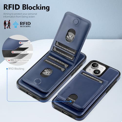 Shieldtop Compatible with MagSafe iPhone 14 Plus Wallet Case,Blue | 2 in 1 Detachable Magnetic,Credit Card Holder Slots,RFID Blocking,PU Leather,Kickstand,Flip Folio Phone Cover for Men & Women - color: Blue, size: iPhone 14 Plus 6.7"