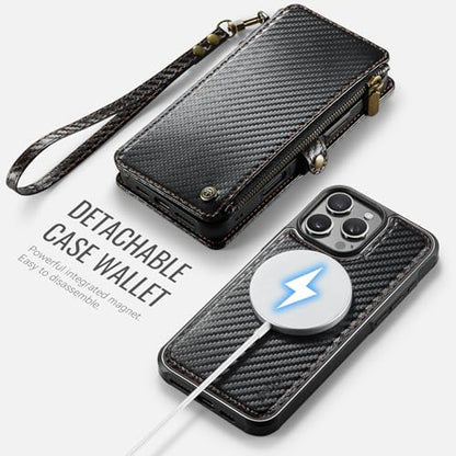for iPhone 16 Pro Max - Phone Case Wallet Magnetic, CF Black - color: Carbon Fibre Black, size: iPhone 16 Pro Max