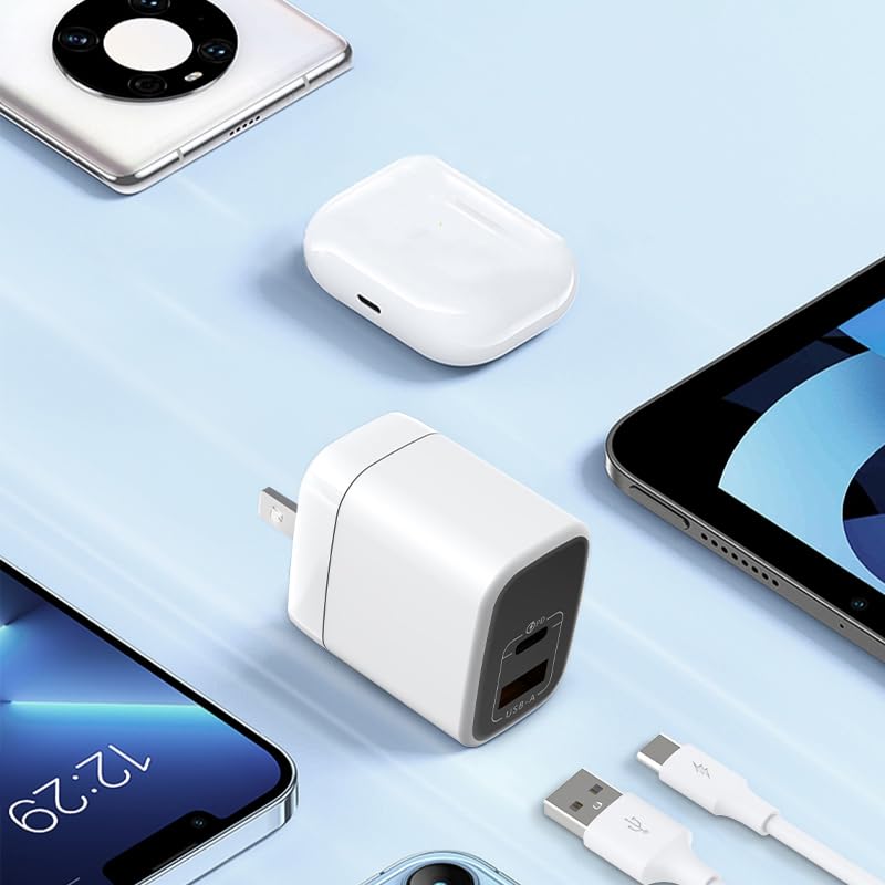 Fast 45W Dual USB-C Plus USB-A Charger - GaN Power Delivery - Fast Compact Power Adapter for Laptops, Smart Phones, Tablets and Thousands of Other Devices (White, 45W) - color: White, size: 45W