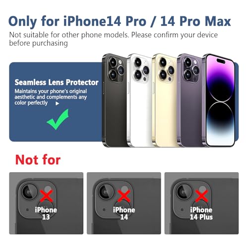 TENOC Camera Lens Protector for iPhone 14 Pro & 14 Pro Max, Silver Glitter - size: iPhone 14 Pro/14 Pro Max