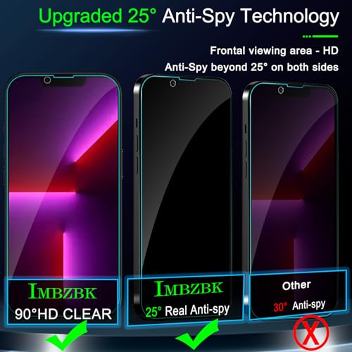 IMBZBK Privacy Screen Protector for iPhone 13 Pro, Tempered Glass, 3+3 Pack